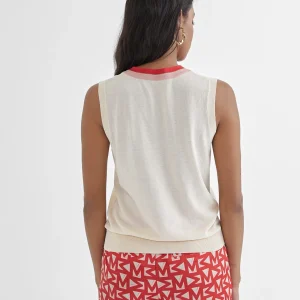 Lola Casademunt Punto | Chalecos<Chaleco bicolor CRUDO-ROJO