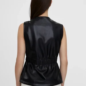 Lola Casademunt Chalecos<Chaleco efecto piel NEGRO