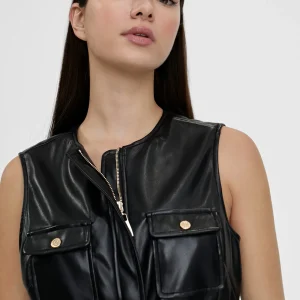 Lola Casademunt Chalecos<Chaleco efecto piel NEGRO