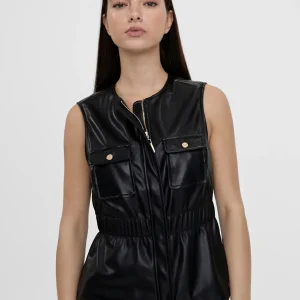 Lola Casademunt Chalecos<Chaleco efecto piel NEGRO