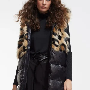 Lola Casademunt Animal Print | Chalecos<Chaleco pelo combinado NEGRO-MARRON