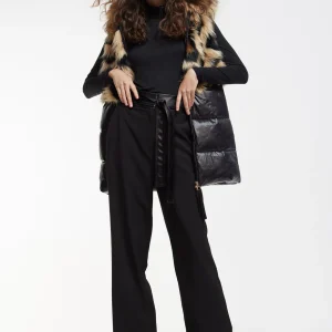 Lola Casademunt Animal Print | Chalecos<Chaleco pelo combinado NEGRO-MARRON