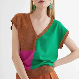 Lola Casademunt Camisetas Y Tops | Punto<Chaleco punto multicolor ROSA-METAL