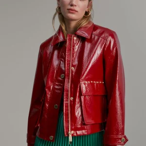 Lola Casademunt Abrigos Y Cazadoras<Chaqueta efecto charol ROJO