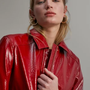 Lola Casademunt Abrigos Y Cazadoras<Chaqueta efecto charol ROJO
