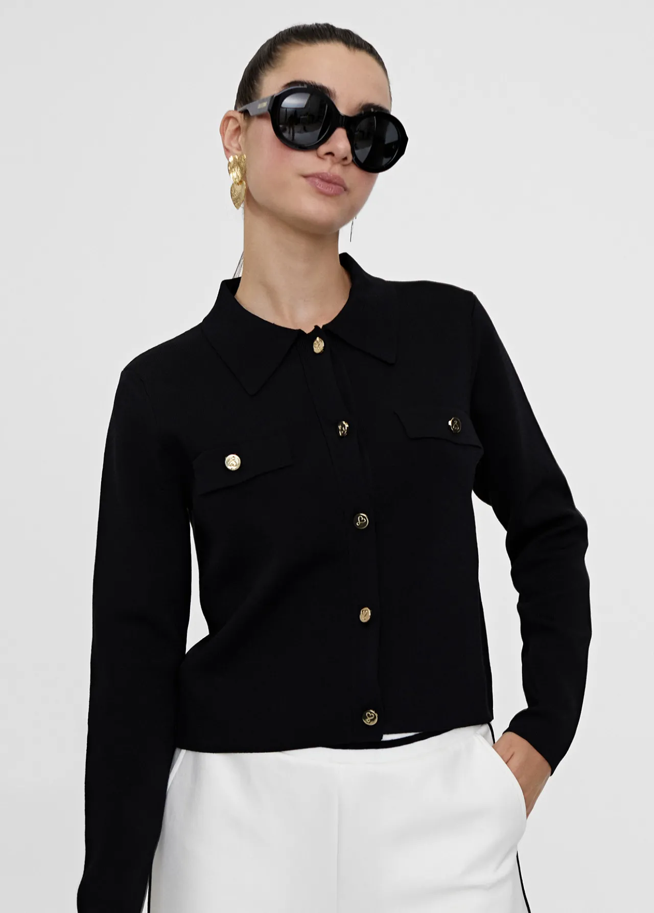 chaqueta_punto_con_botones_0.webp Lola Casademunt Chaquetas Y Gabardinas | Punto<Chaqueta punto con botones NEGRO