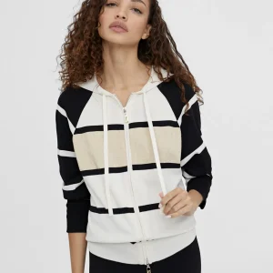 Lola Casademunt Punto | Chaquetas Y Gabardinas<Chaqueta rayas con capucha NEGRO-CRUDO