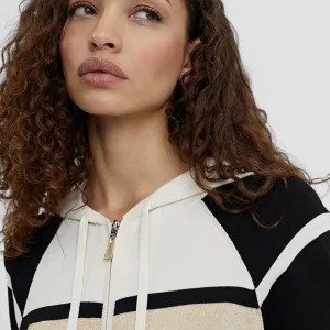Lola Casademunt Punto | Chaquetas Y Gabardinas<Chaqueta rayas con capucha NEGRO-CRUDO