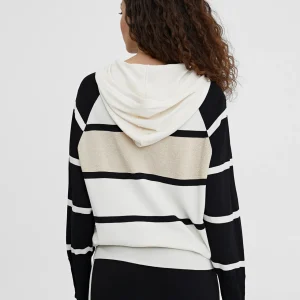 Lola Casademunt Punto | Chaquetas Y Gabardinas<Chaqueta rayas con capucha NEGRO-CRUDO