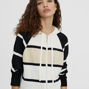 Lola Casademunt Punto | Chaquetas Y Gabardinas<Chaqueta rayas con capucha NEGRO-CRUDO