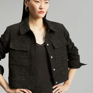 Lola Casademunt Chaquetas Y Gabardinas | Americanas Y Blazers<Chaqueta tweed cropped NEGRO