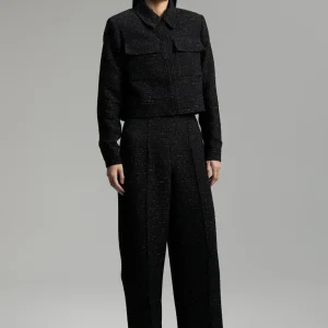 Lola Casademunt Chaquetas Y Gabardinas | Americanas Y Blazers<Chaqueta tweed cropped NEGRO