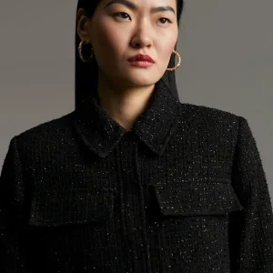 Lola Casademunt Chaquetas Y Gabardinas | Americanas Y Blazers<Chaqueta tweed cropped NEGRO