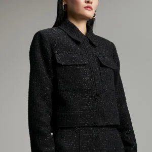 Lola Casademunt Chaquetas Y Gabardinas | Americanas Y Blazers<Chaqueta tweed cropped NEGRO