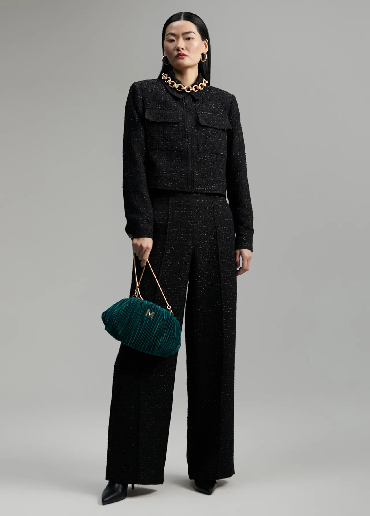 chaqueta_tweed_cropped_5.webp Lola Casademunt Chaquetas Y Gabardinas | Americanas Y Blazers<Chaqueta tweed cropped NEGRO