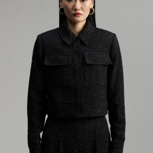 Lola Casademunt Chaquetas Y Gabardinas | Americanas Y Blazers<Chaqueta tweed cropped NEGRO