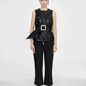 Lola Casademunt Accesorios<Cinturón ancho con maxi hebilla NEGRO