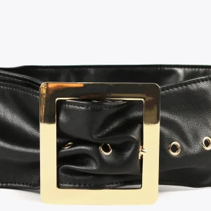 Lola Casademunt Accesorios<Cinturón ancho con maxi hebilla NEGRO