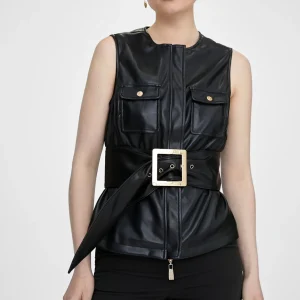 Lola Casademunt Accesorios<Cinturón ancho con maxi hebilla NEGRO