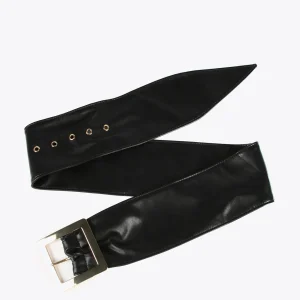 Lola Casademunt Accesorios<Cinturón ancho con maxi hebilla NEGRO