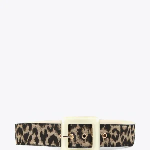 Lola Casademunt Accesorios<Cinturón ancho maxi hebilla CRUDO-MARRON