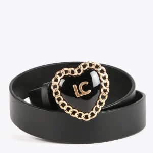 Lola Casademunt Cinturones<Cinturón corazón encadenado NEGRO-METAL