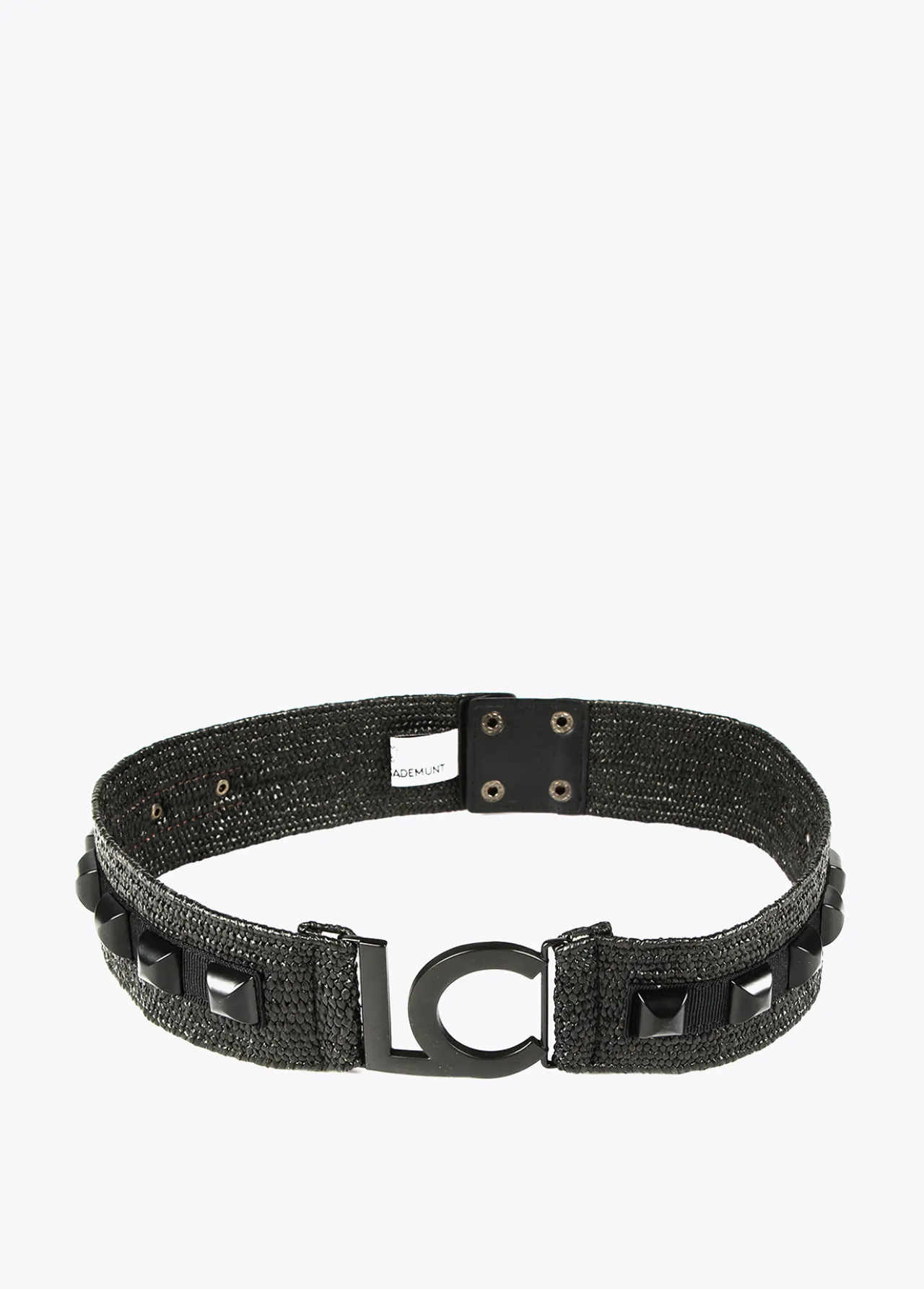 cinturn_efecto_rfia_1.webp Lola Casademunt Accesorios<Cinturón efecto ráfia NEGRO