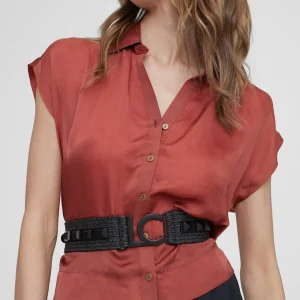 Lola Casademunt Accesorios<Cinturón efecto ráfia NEGRO