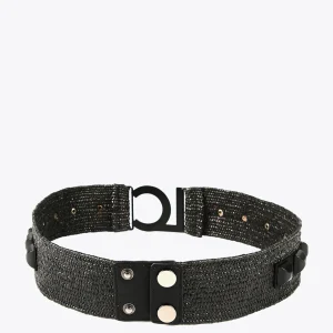 Lola Casademunt Accesorios<Cinturón efecto ráfia NEGRO