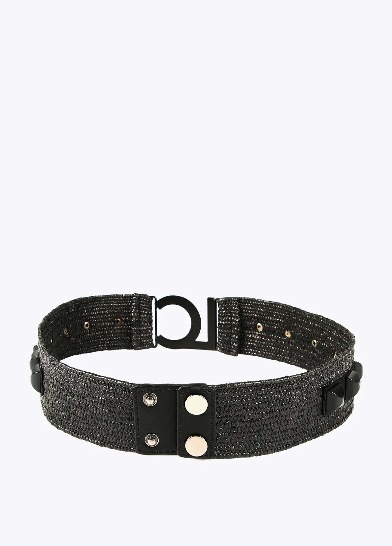 cinturn_efecto_rfia_3.webp Lola Casademunt Accesorios<Cinturón efecto ráfia NEGRO