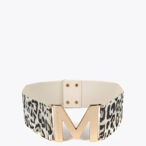 Lola Casademunt Accesorios<Cinturón elástico animal print MARRON-NEGRO