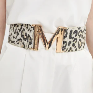 Lola Casademunt Accesorios<Cinturón elástico animal print MARRON-NEGRO
