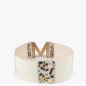 Lola Casademunt Accesorios<Cinturón elástico animal print MARRON-NEGRO