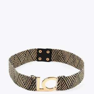 Lola Casademunt Accesorios<Cinturón elástico efecto ráfia CRUDO-MARRON