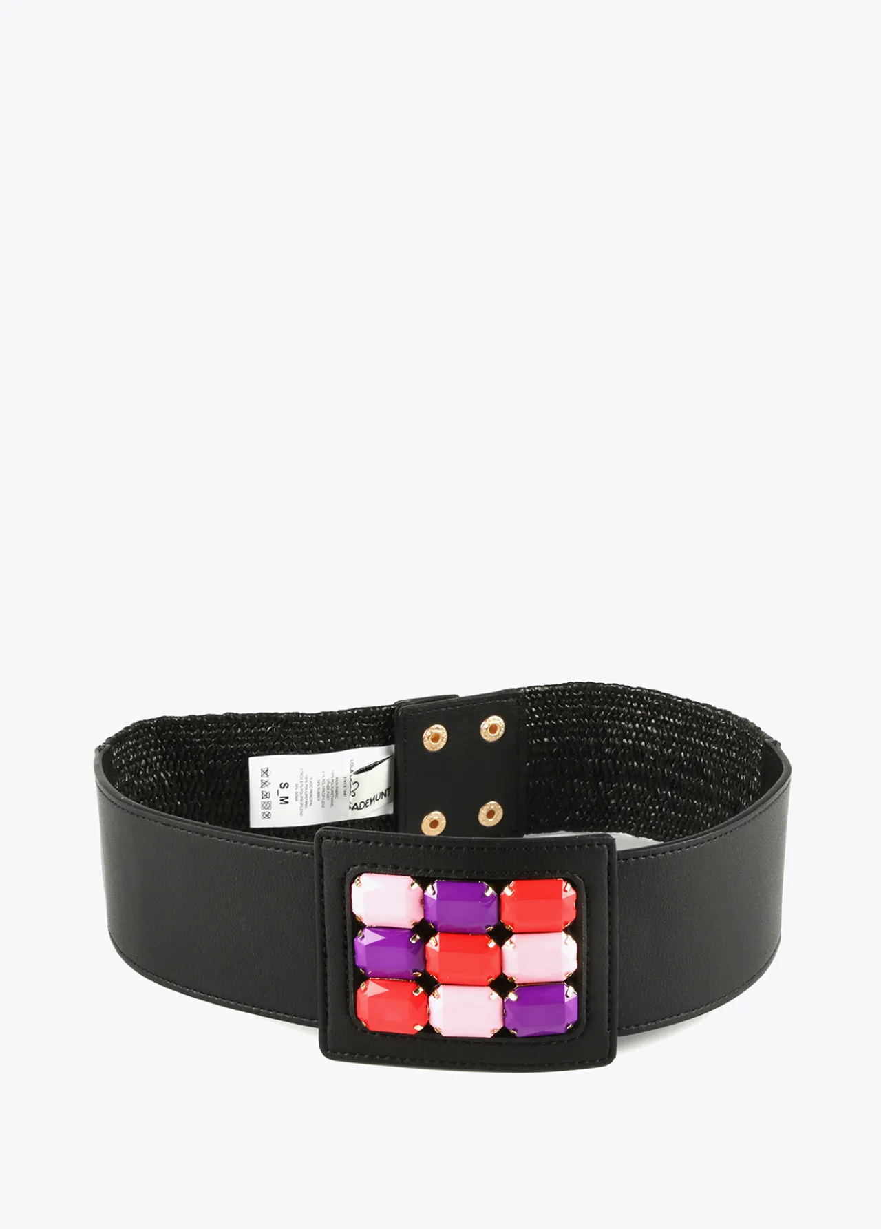 cinturn_elstico_efecto_rfia_2.webp Lola Casademunt Accesorios<Cinturón elástico efecto ráfia NEGRO