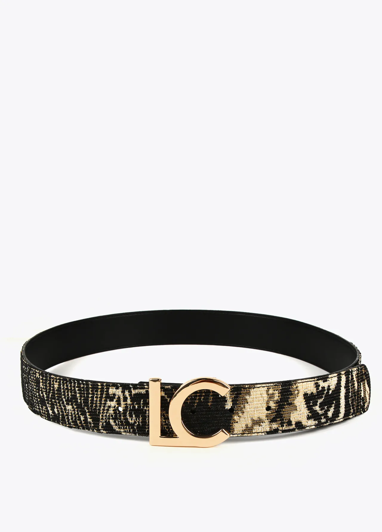cinturn_jacquard_2.webp Lola Casademunt Animal Print | Cinturones<Cinturón jacquard NEGRO-METAL