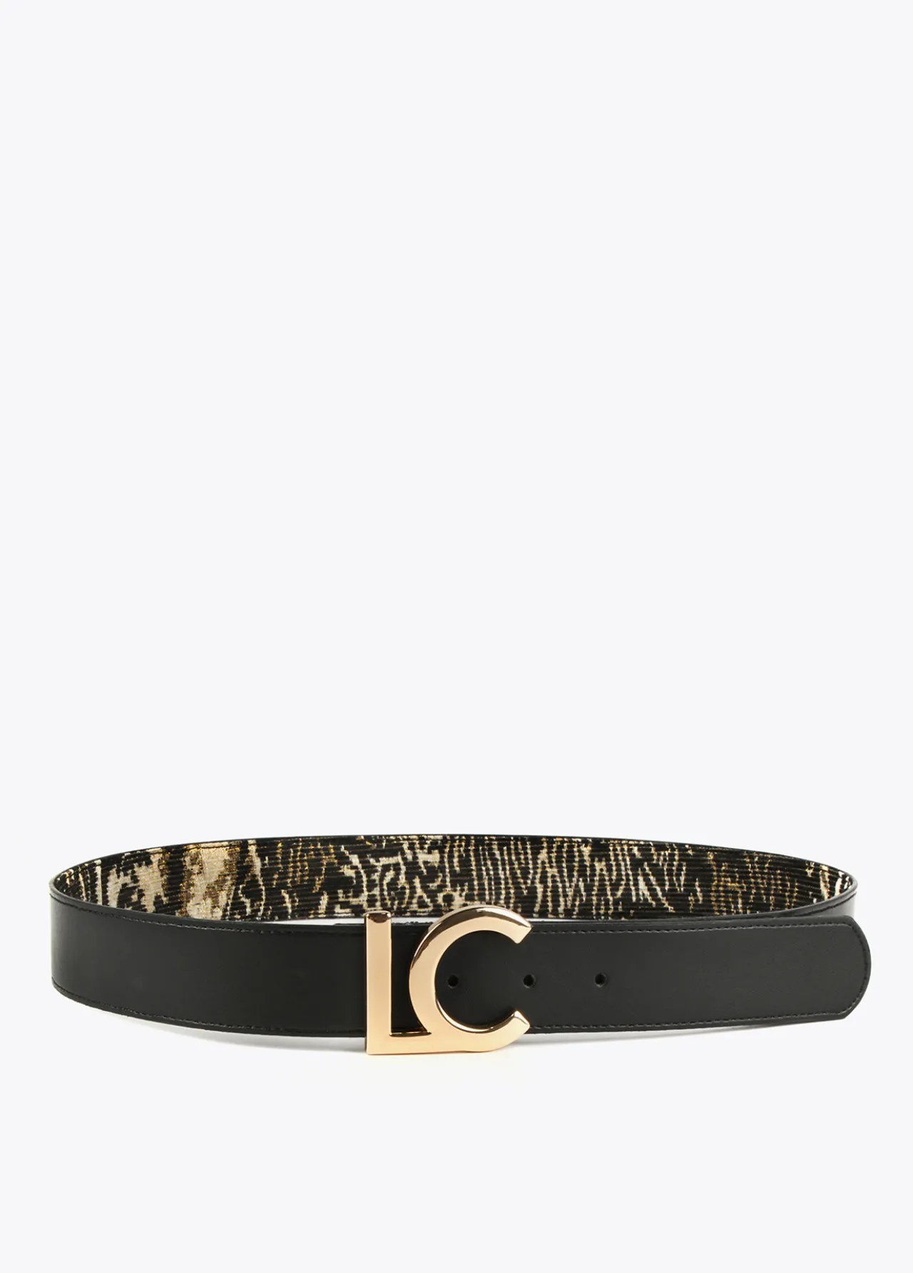 cinturn_jacquard_3.webp Lola Casademunt Animal Print | Cinturones<Cinturón jacquard NEGRO-METAL