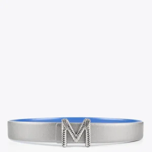 Lola Casademunt Cinturones<Cinturón reversible AZUL-METAL