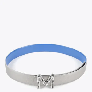 Lola Casademunt Cinturones<Cinturón reversible AZUL-METAL