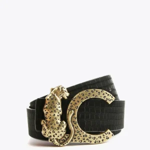 Lola Casademunt Cinturones<Cinturón reversible animal print MARRON-NEGRO