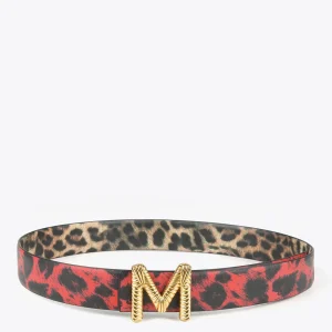 Lola Casademunt Animal Print | Cinturones<Cinturón reversible animal print ROJO-CRUDO