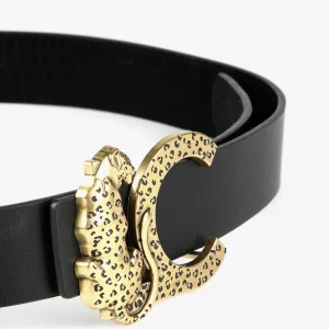Lola Casademunt Cinturones<Cinturón reversible animal print MARRON-NEGRO
