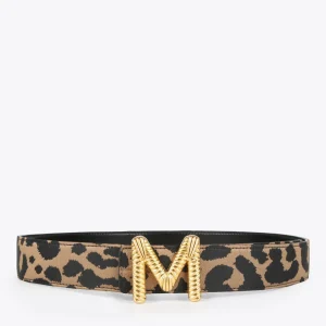 Lola Casademunt Animal Print | Cinturones<Cinturón reversible estampado animal y negro CRUDO-NEGRO
