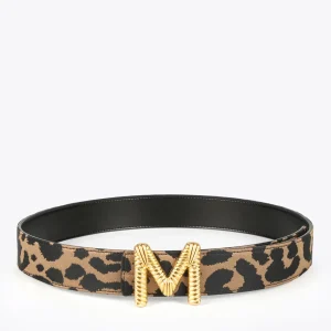 Lola Casademunt Animal Print | Cinturones<Cinturón reversible estampado animal y negro CRUDO-NEGRO