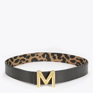 Lola Casademunt Animal Print | Cinturones<Cinturón reversible estampado animal y negro CRUDO-NEGRO