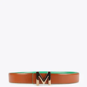 Lola Casademunt Accesorios<Cinturón reversible hebilla dorada VERDE