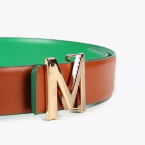 Lola Casademunt Accesorios<Cinturón reversible hebilla dorada VERDE