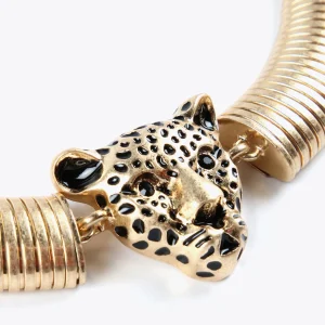 Lola Casademunt Bisuteria<Collar cabeza leopardo DORADO