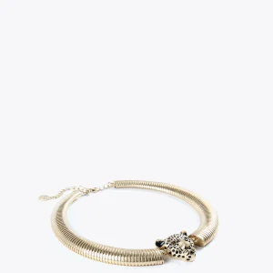 Lola Casademunt Bisuteria<Collar cabeza leopardo DORADO