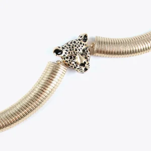 Lola Casademunt Bisuteria<Collar cabeza leopardo DORADO
